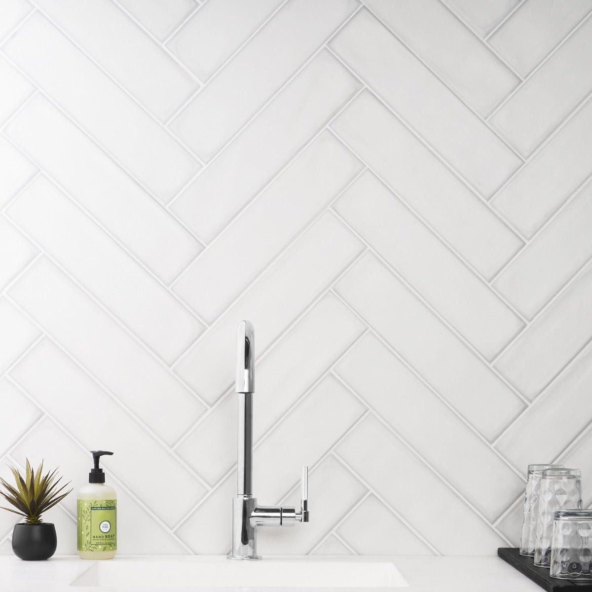 ArtBlock Bianco White 4x16 Matte Porcelain Tile by Stacy Garcia