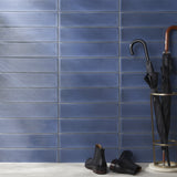 Stacy Garcia ArtBlock Fluted Denim Blue 4x16 Glossy Porcelain Tile
