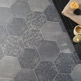 Texstone Deco Antracita Dark Gray 9" Hexagon Matte Porcelain Tile