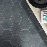 Texstone Antracita Dark Gray 9" Hexagon Matte Porcelain Tile