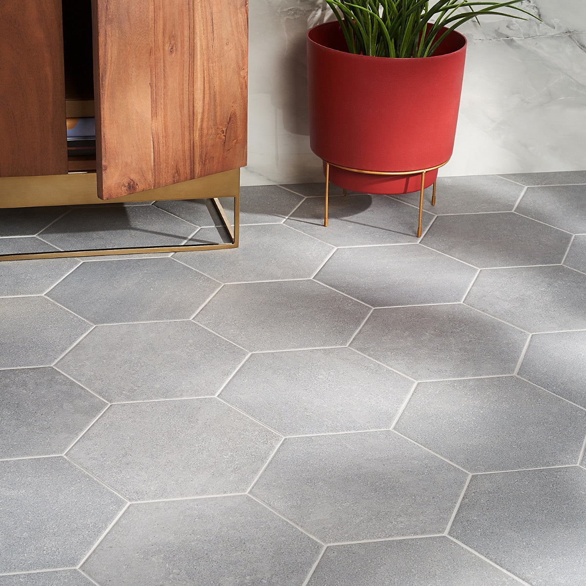 Texstone Gris Gray 9" Hexagon Matte Porcelain Tile - Lux Tile