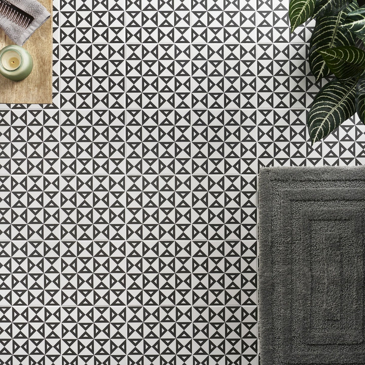B2W Black & White 8x8 Matte Porcelain Tile - Lux Tile