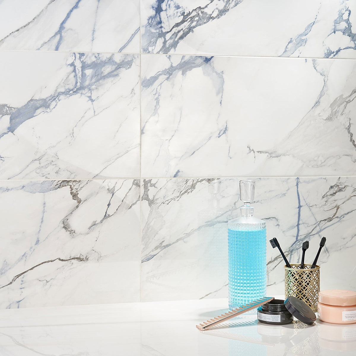 Calacatta Azur 12x24 Polished Porcelain Tile - Lux Tile