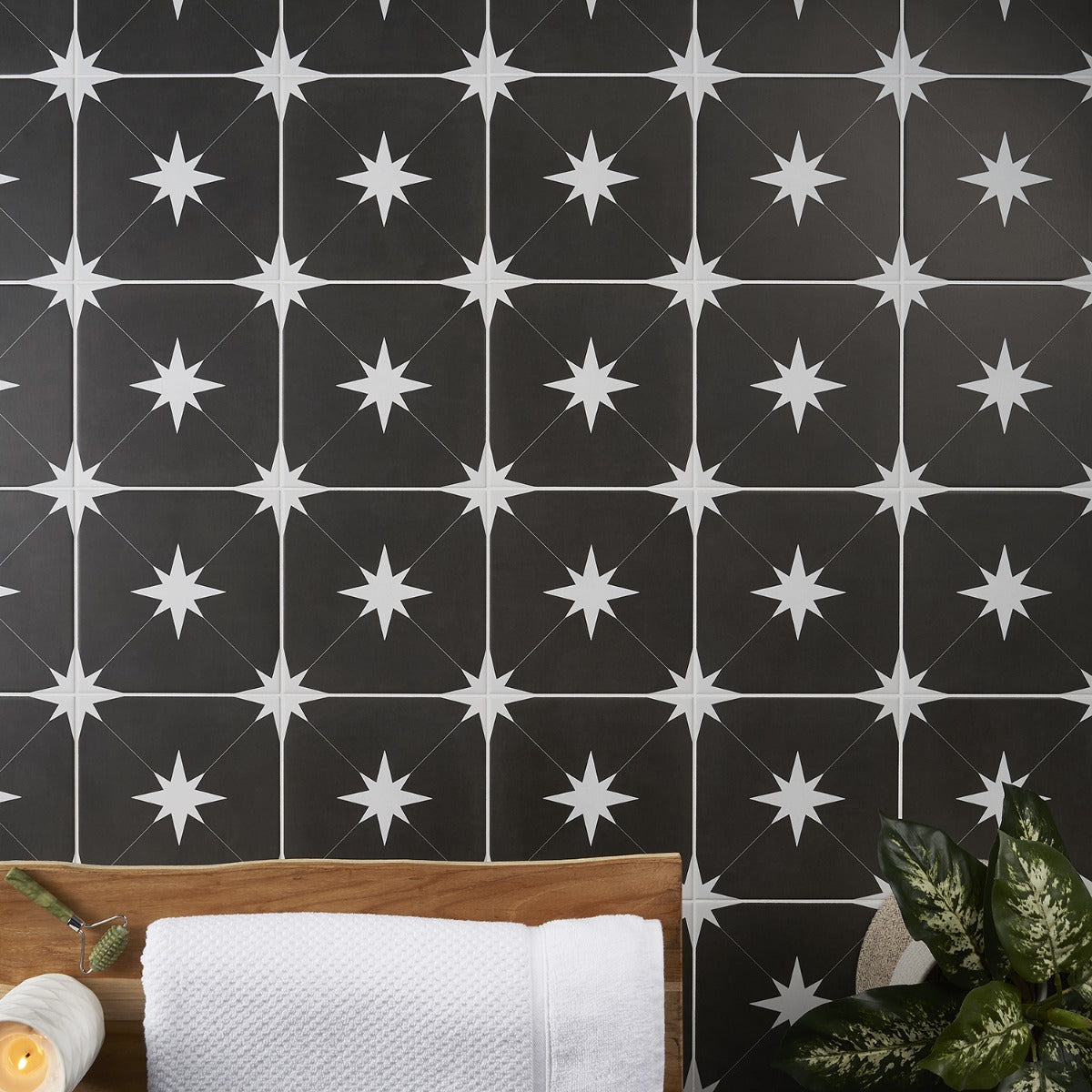 Tau Nero Black 9x9 Matte Porcelain Tile by Lux Tile