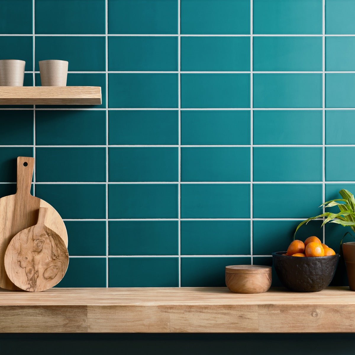 Stacy Garcia Maddox Teal Blue 4x8 Matte Ceramic Subway Wall Tile