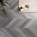 Sculpt Gray Chevron 24x48 Natural Porcelain Tile