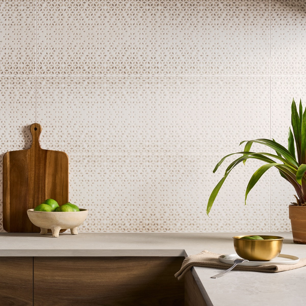 Terramay Flower Taupe 12x36 Textured Mixed Finish Ceramic Tile