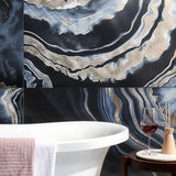 Tilebar Agate Art Night Black 24x48 Polished Porcelain Tile