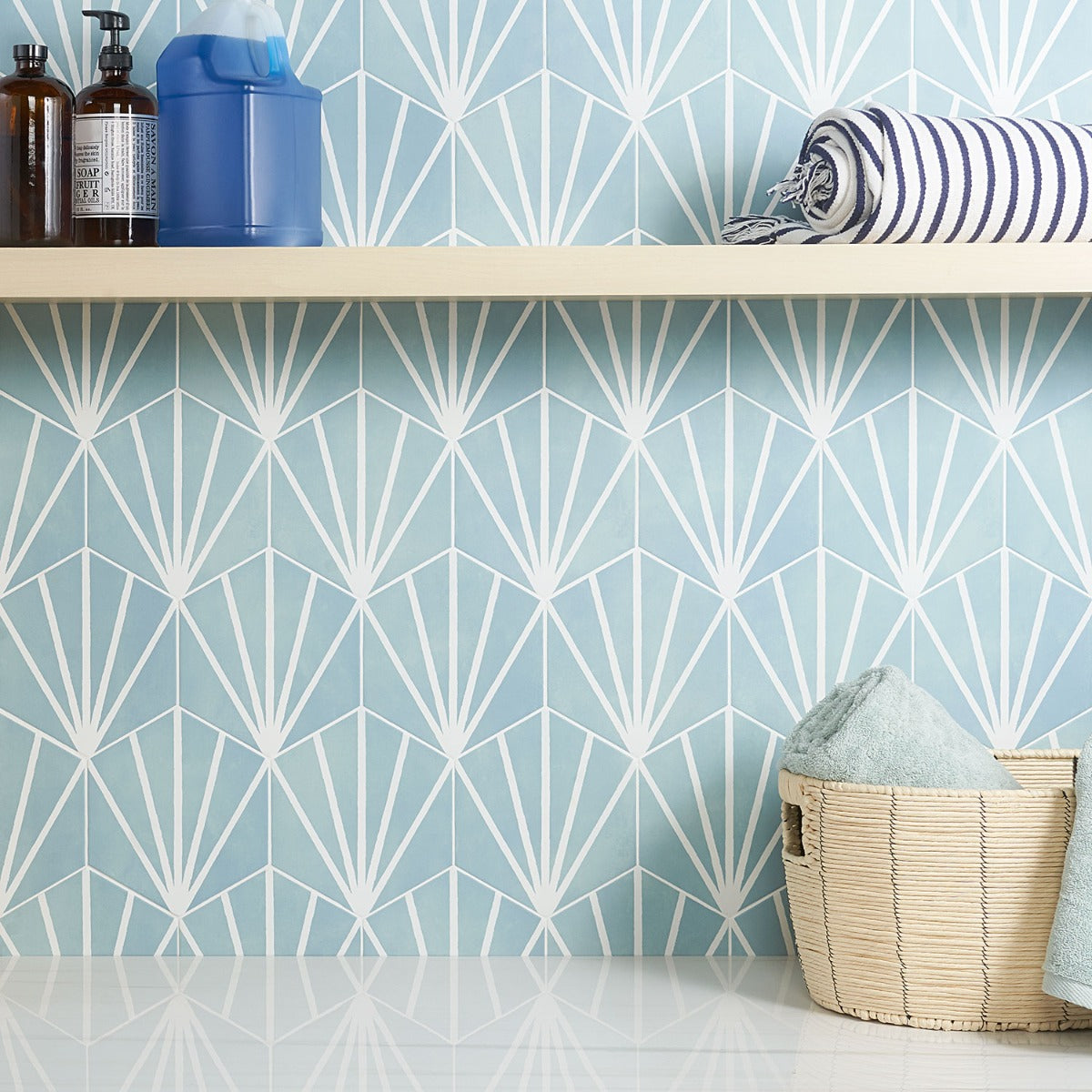 HexArt Deco Turquoise 8" Hexagon Matte Porcelain Tile - Lux Tile