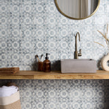 Talia Cala Blue 5x5 Matte Ceramic Tile by Paula Purroy