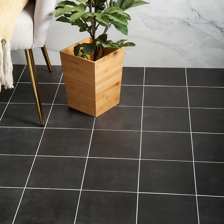 Elizabeth Sutton Charcoal Black Matte Porcelain Tile 8x8