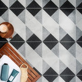 Art Geo Deco Charcoal Black Matte Porcelain Tile by Elizabeth Sutton - 8x8