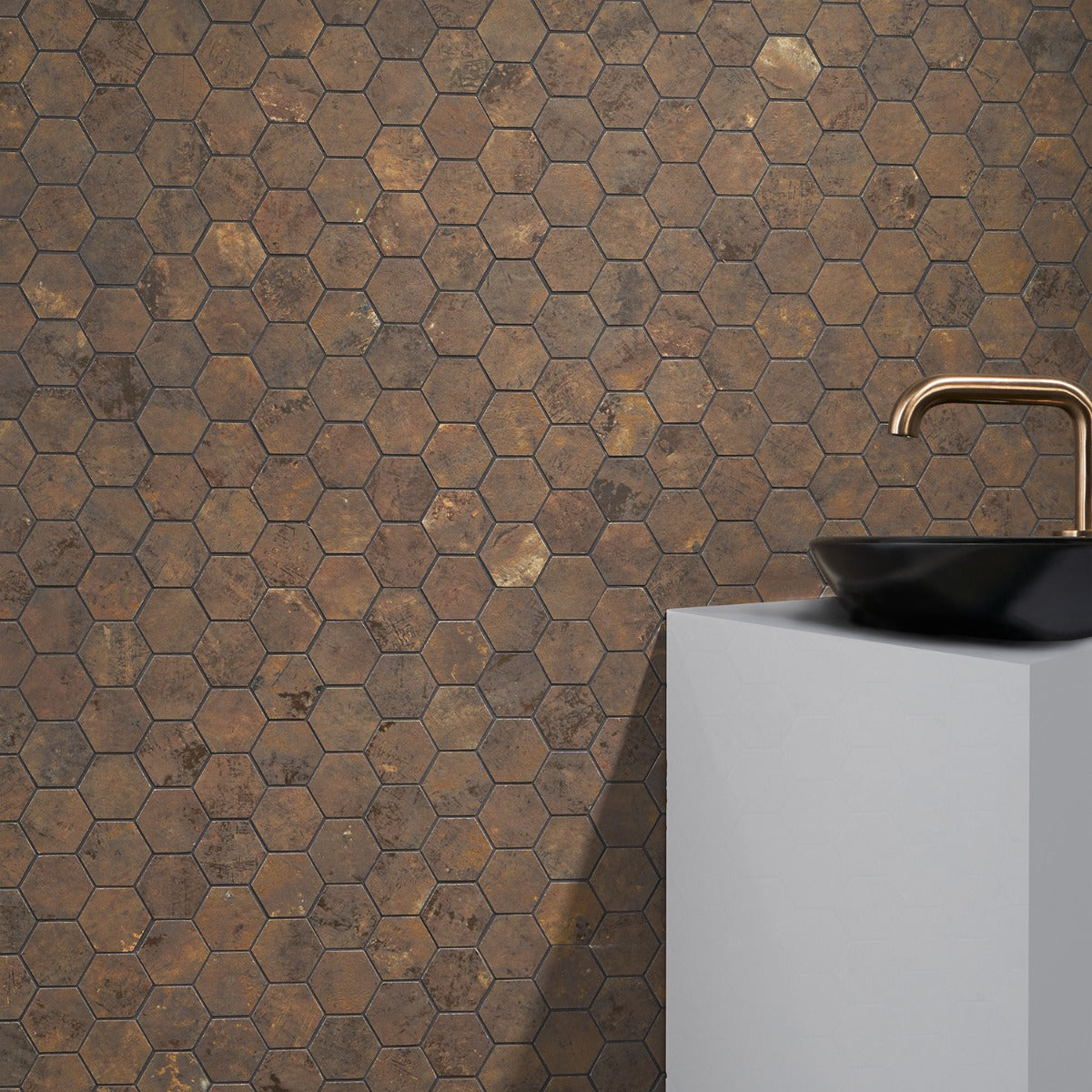 Lux Tile Portrait Copper 2" Hexagon Matte Porcelain Mosaic Tile