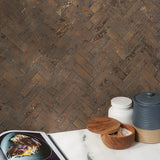 Lux Tile Portrait Copper Herringbone Matte Porcelain Mosaic Tile