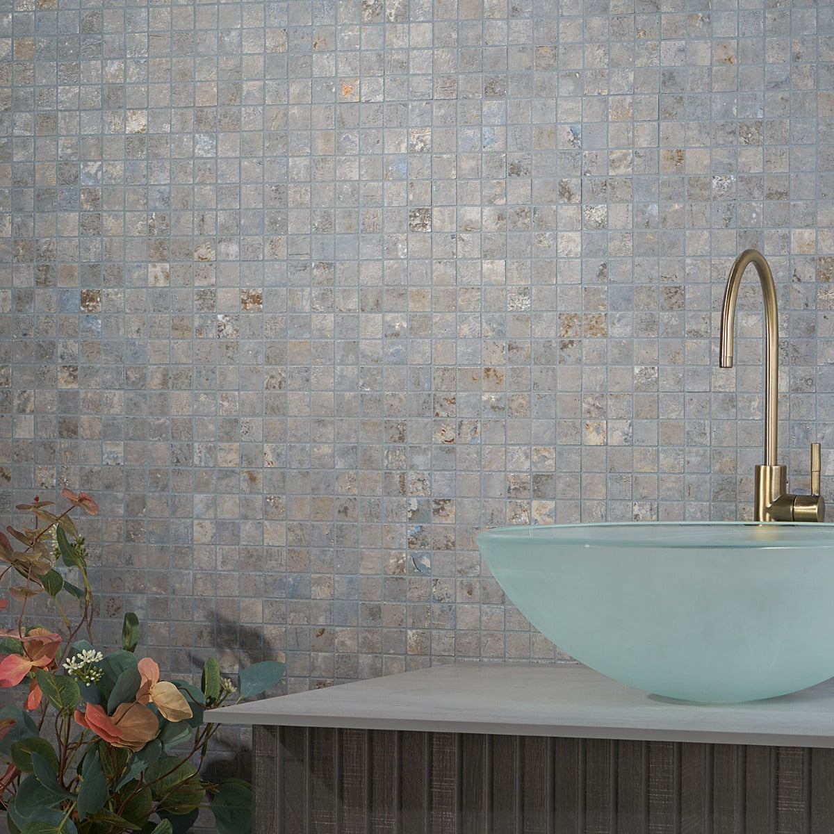 Tilebar Portrait Ocean Blue 1x1 Matte Porcelain Mosaic Tile