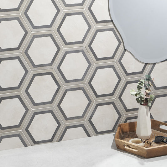 Ava Deco Sabbia Charcoal Gray 8" Hexagon Matte Porcelain Tile