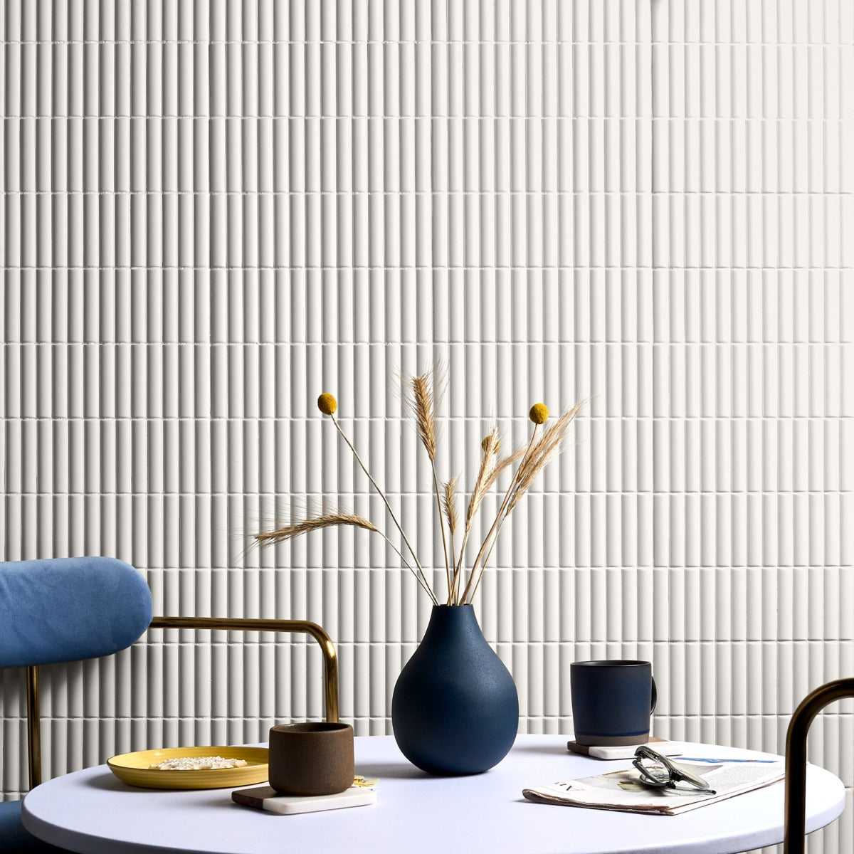 Roller Ribbed White 4x12 3D Matte Ceramic Tile - Tilebar