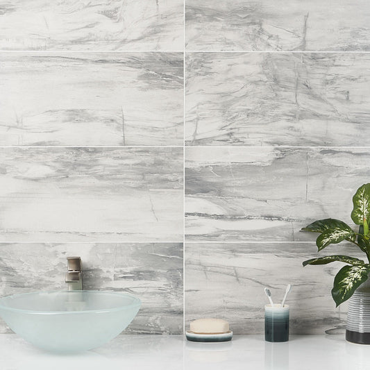 Petrawood White 12x24 Matte Porcelain Tile - Lux Tile