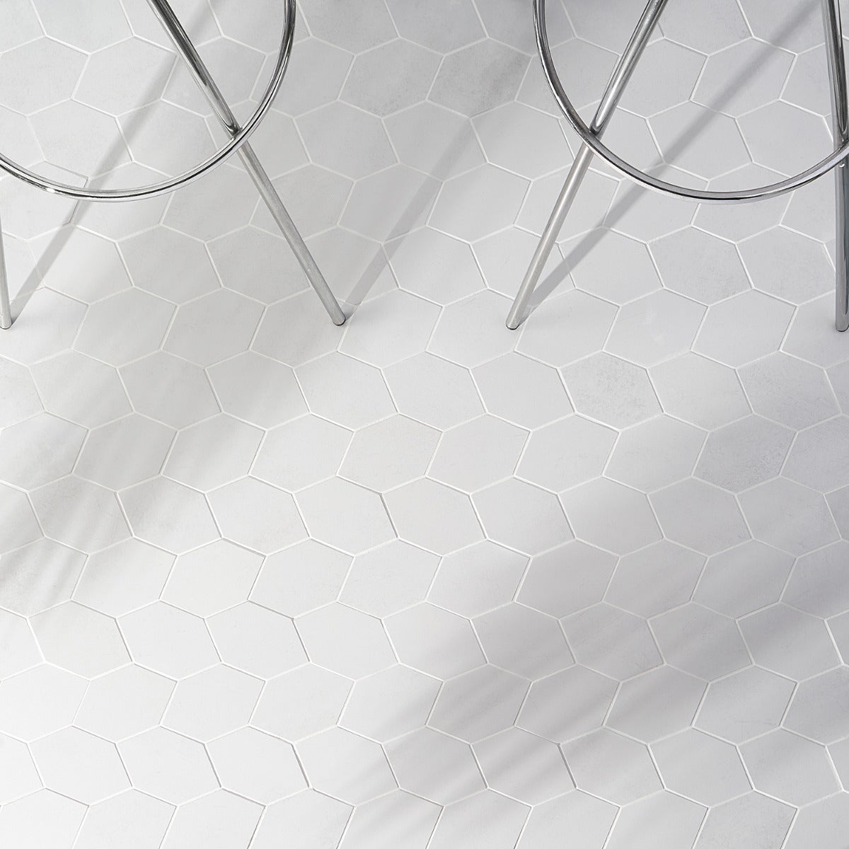 Bond Palladium Light Gray Foliage Hexagon Matte Porcelain Mosaic Tile