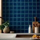 Breeze Ocean Blue 5" Crackled Glossy Porcelain Tile - Lux Tile