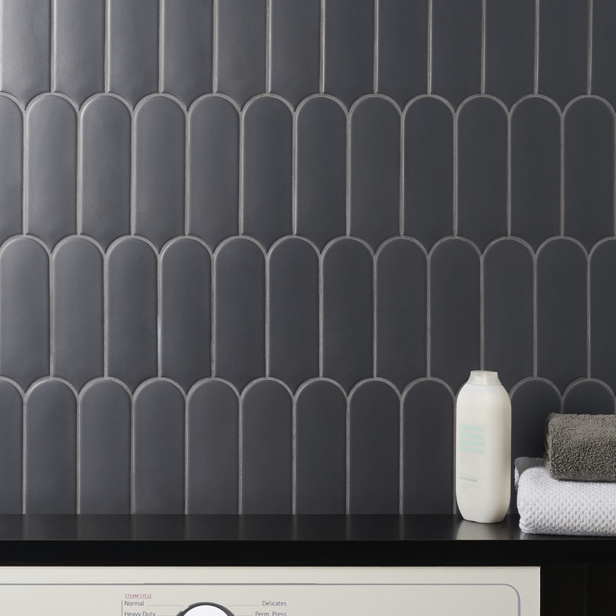 Parry Charcoal Matte Fishscale Ceramic Wall Tile 3x8
