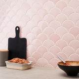 Highwater Rose Pink 5" Fish Scale Polished Ceramic Wall Tile