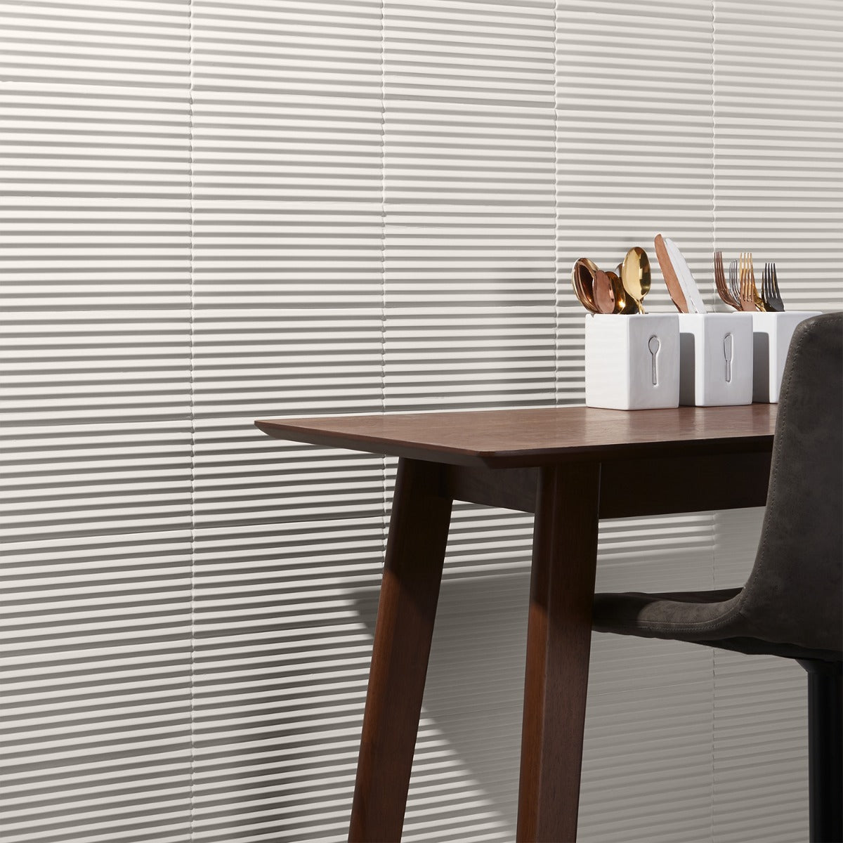 Zeal Linear 3D Matte Porcelain Tile - 5x10 White
