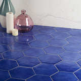 Cavallo Poseidon Blue 7" Hexagon Glossy Porcelain Tile - Lux Tile