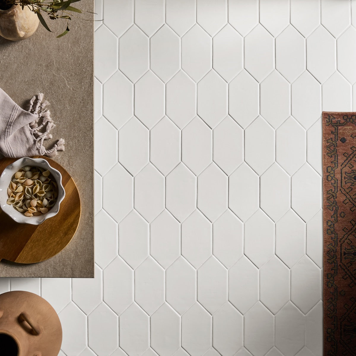 Morocco Blanco White 4x8 Picket Glossy Porcelain Tile by Lux Tile