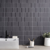 Division Antracite Black 8x16 Fluted Matte Ceramic Wall Tile