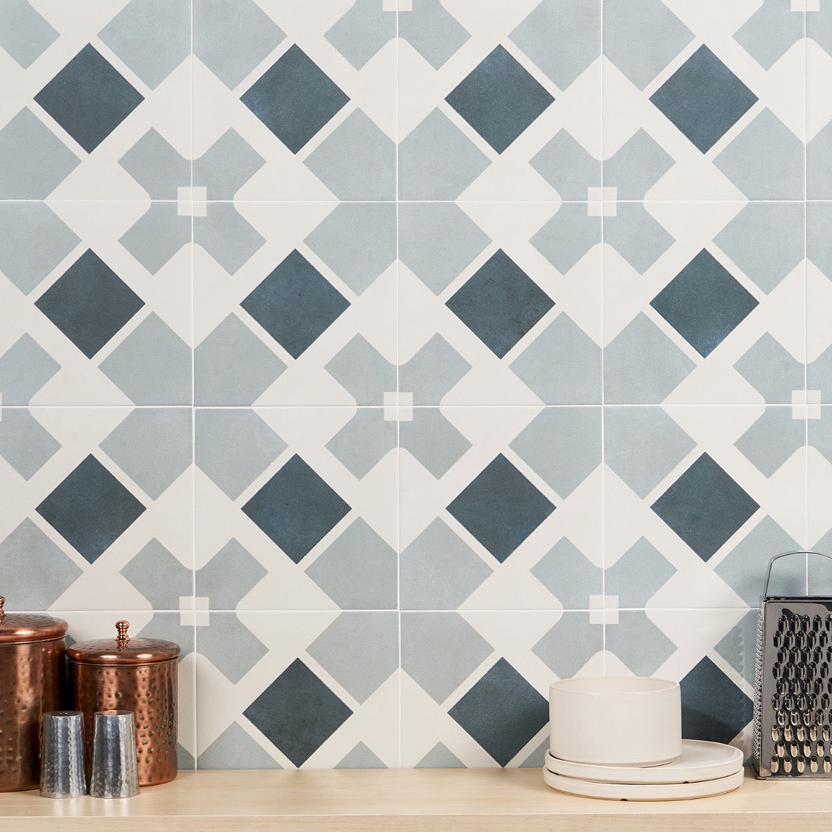 Lapaz Cross Blue 9x9 Matte Porcelain Tile - Lux Tile