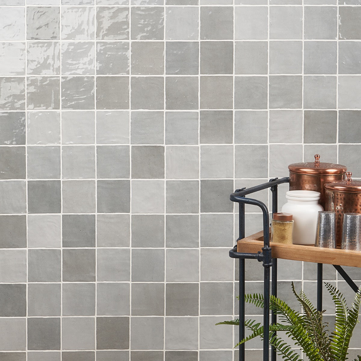 Portmore Gray 4x4 Glossy Ceramic Tile - Lux Tile