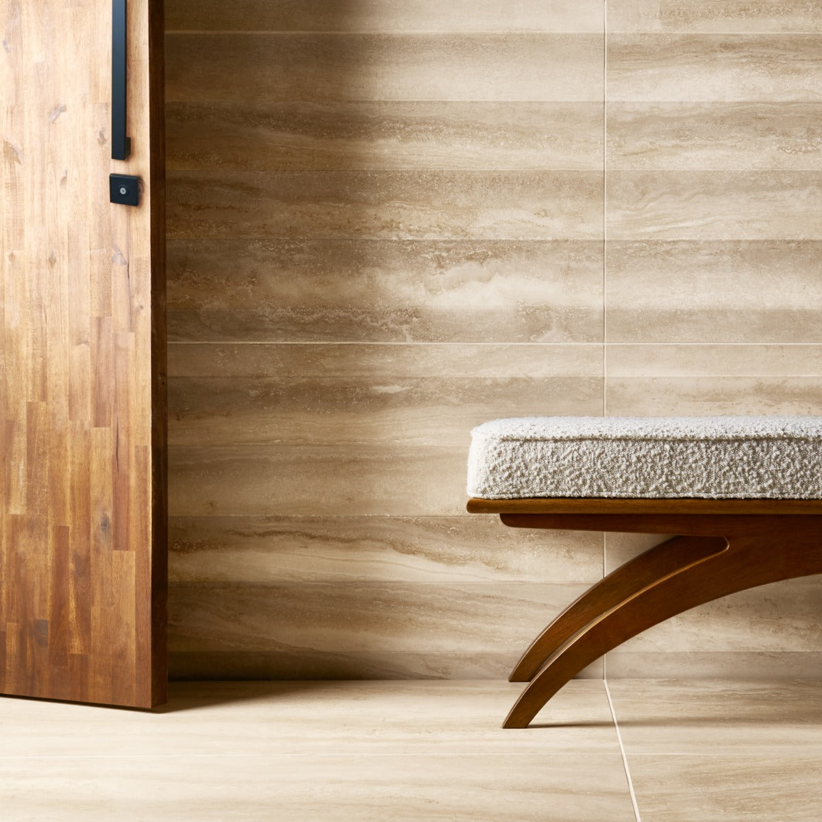 Lumar Waves 3D Travertino Crema Beige 24x48 Matte Porcelain Tile