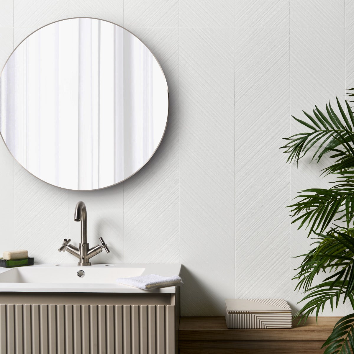 Plaster Arrow White 18x48 Textured Matte Ceramic Tile - Lux Tile