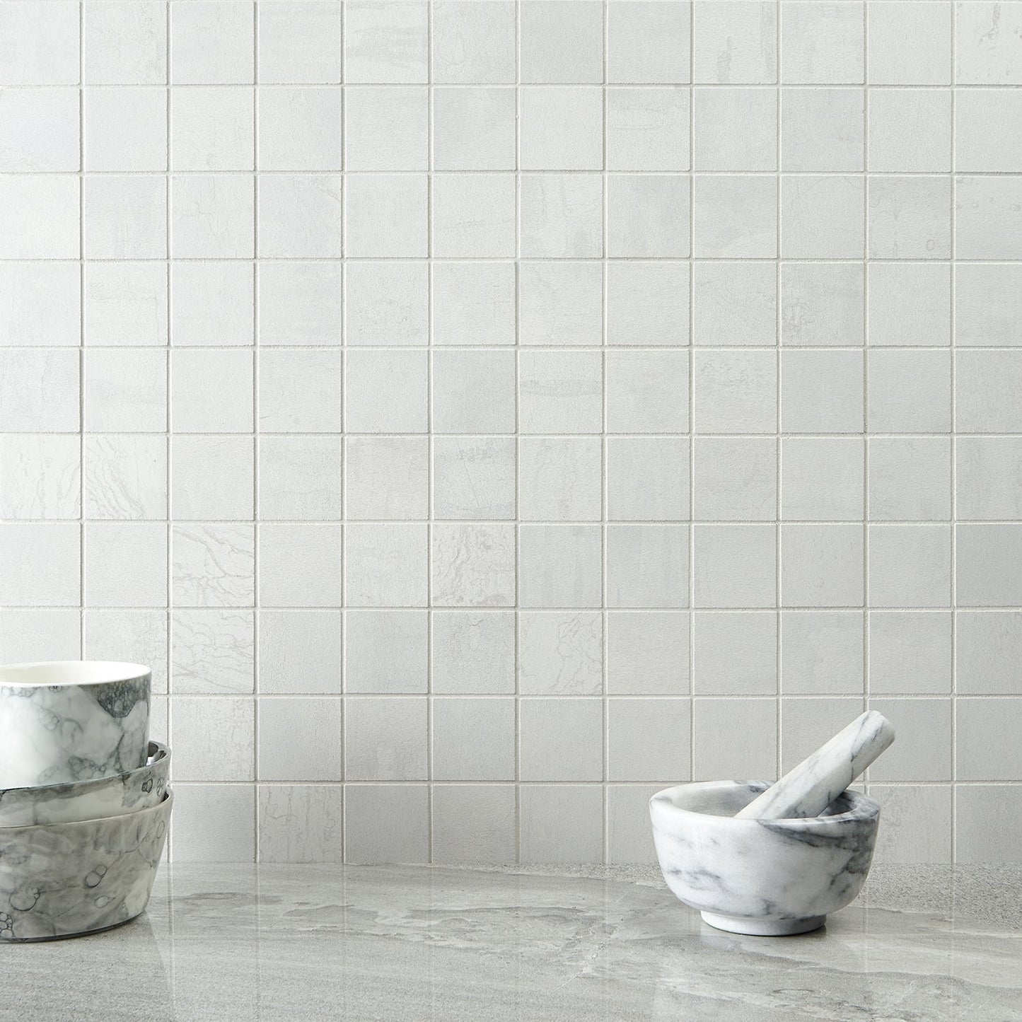 Angela Harris Inspira Light Silver 2x2 Matte Porcelain Mosaic Tile