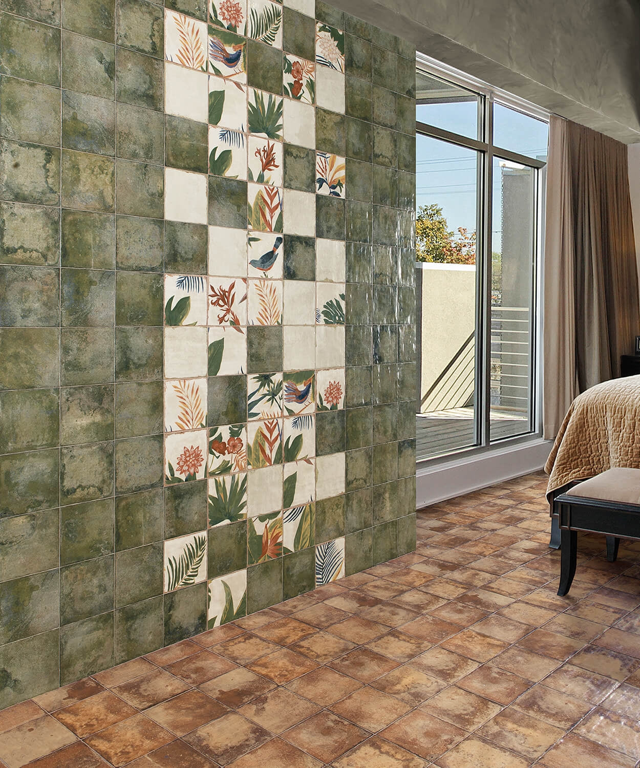 Angela Harris Dunmore Green 8x8 Polished Ceramic Wall Tile