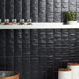 Rework Leather Black 3x12 Matte Porcelain Subway Tile - Lux Tile