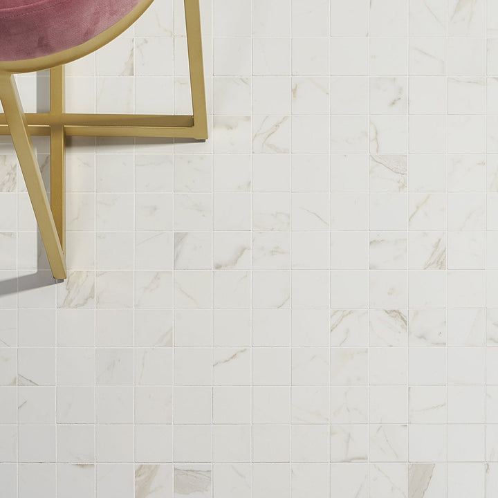 Versilia Calacatta Oro Matte Porcelain Mosaic Tile - Lux Tile