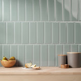 Lux Tile Rise Sage Green 4x12 Beveled Glossy Ceramic Subway Tile