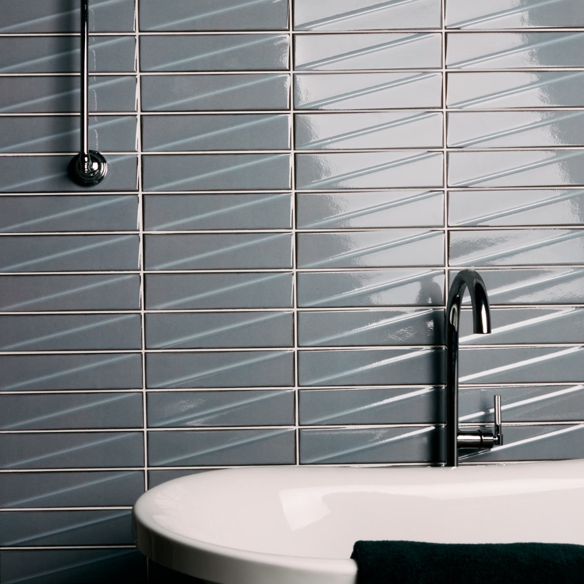 Axelle Misty Gray 3x12 3D Glossy Ceramic Subway Tile - Lux Tile