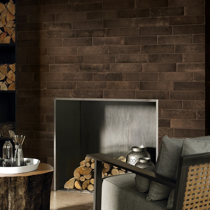 Brick Rustico Nero Brown 3x12 Matte Porcelain Subway Tile