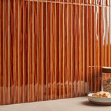 Kanbina Honey Brown 5x18 Crackled Glossy Ceramic Mosaic Tile