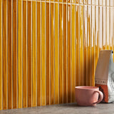 Kanbina Mustard Yellow 5x18 Crackled Glossy Ceramic Mosaic Tile