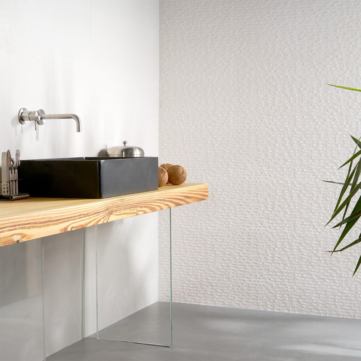 Reverb Basalt Bianco 12x36 Matte Ceramic Wall Tile - Lux Tile