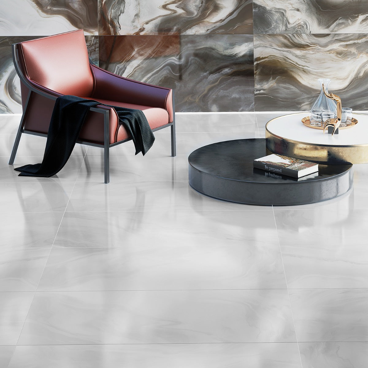 Waverly White 24x48 Polished Porcelain Tile - Lux Tile