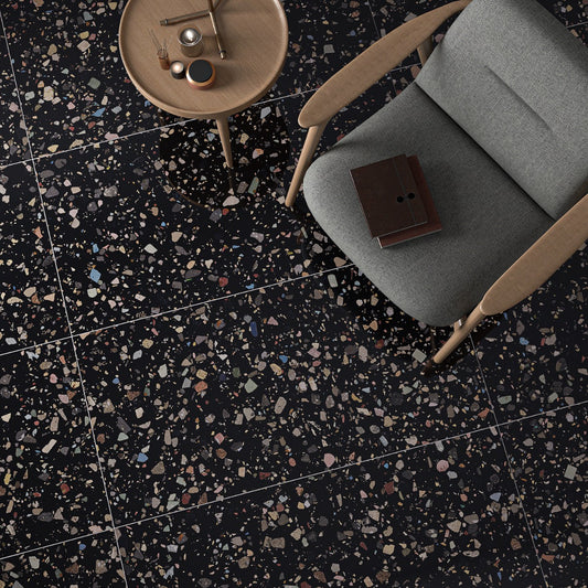 Bejeweled Black Multicolor 24x48 Polished Porcelain Tile - Lux Tile