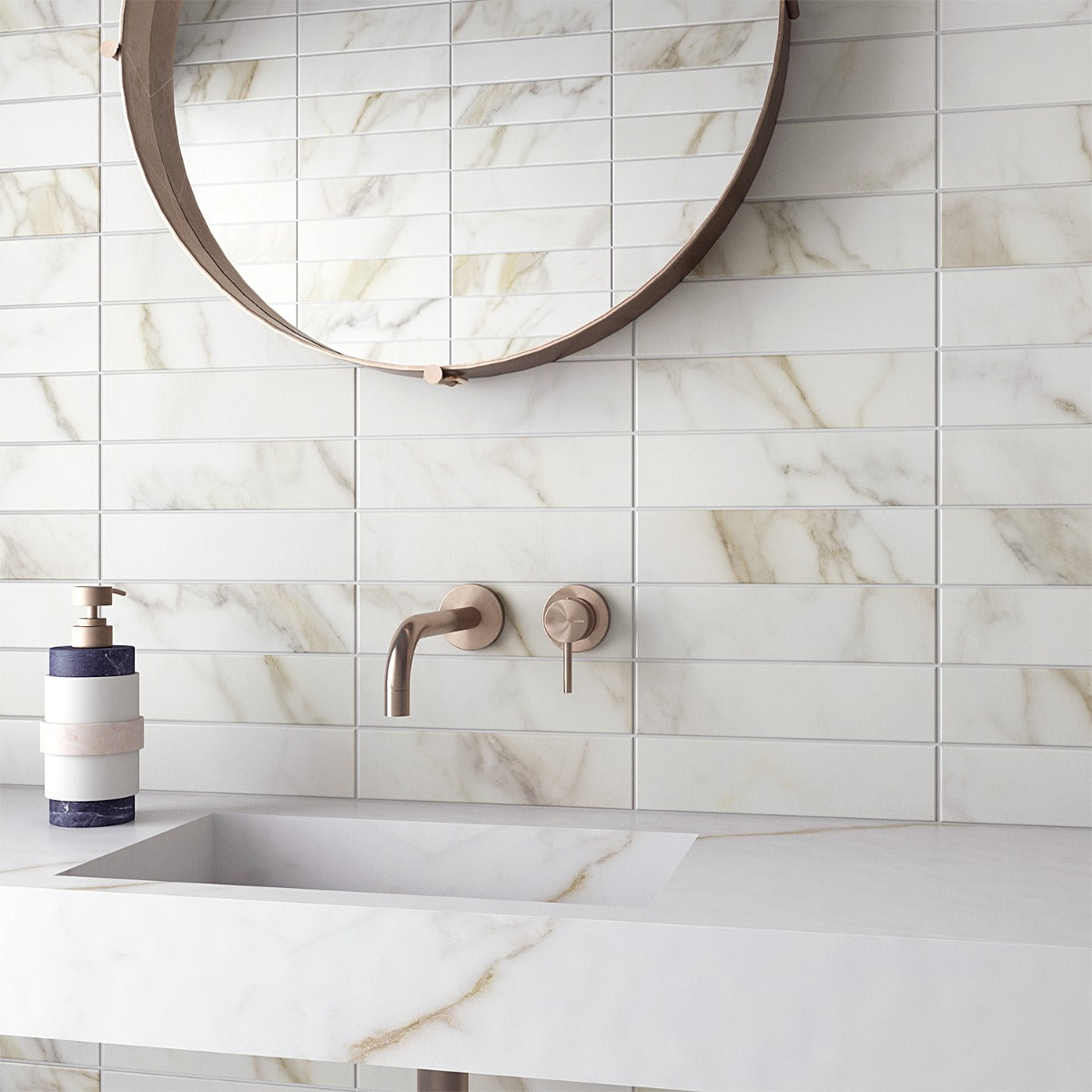 Amalfi Calacatta Matte Ceramic Subway Tile 3x12 - Lux Tile