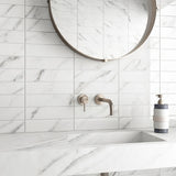 Amalfi Statuario White 3x12 Polished Ceramic Subway Tile - Lux Tile