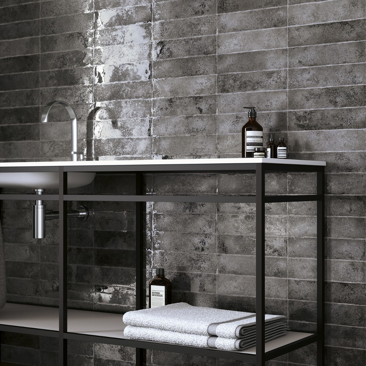 Kalay Antracite Gray 3x12 Glossy Ceramic Subway Tile - Lux Tile
