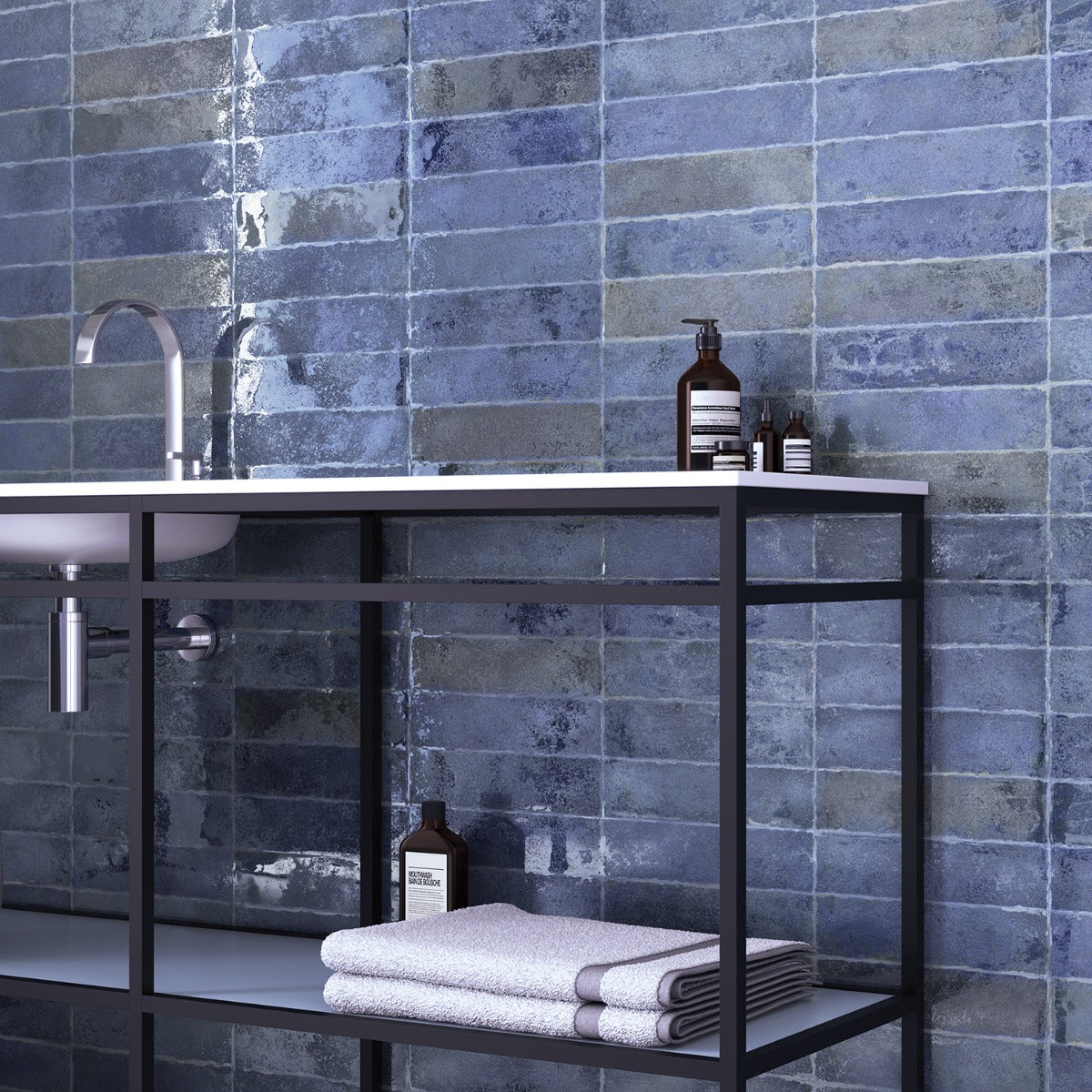 Lux Tile Kalay Blue 3x12 Glossy Ceramic Subway Tile